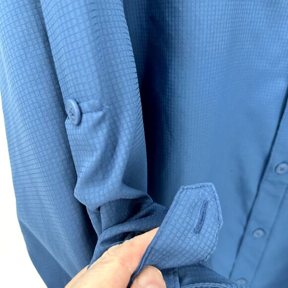 Columbia Fishing Hiking Shirt Mens XXL Blue Long Roll Tab Sleeve Vented Outdoor - Picture 6 of 10